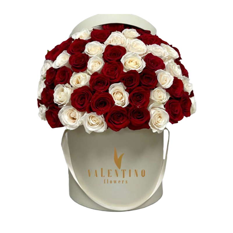 Signature red and white roses